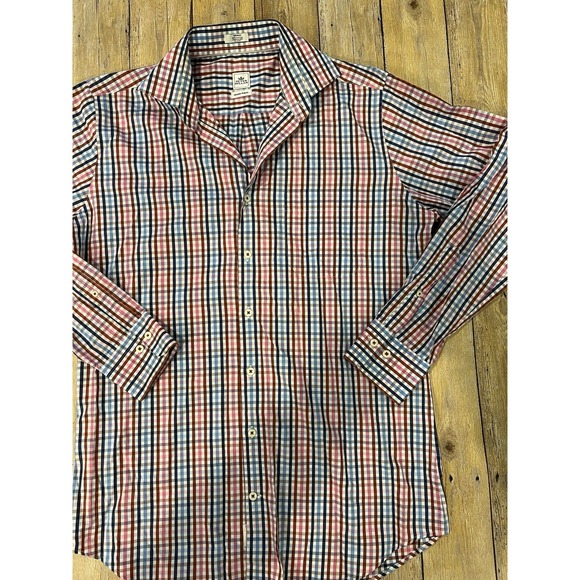 Peter Millar Crown Men's M Seaside Finish Plaid Button Down 100% Cotton - Picture 3 of 9